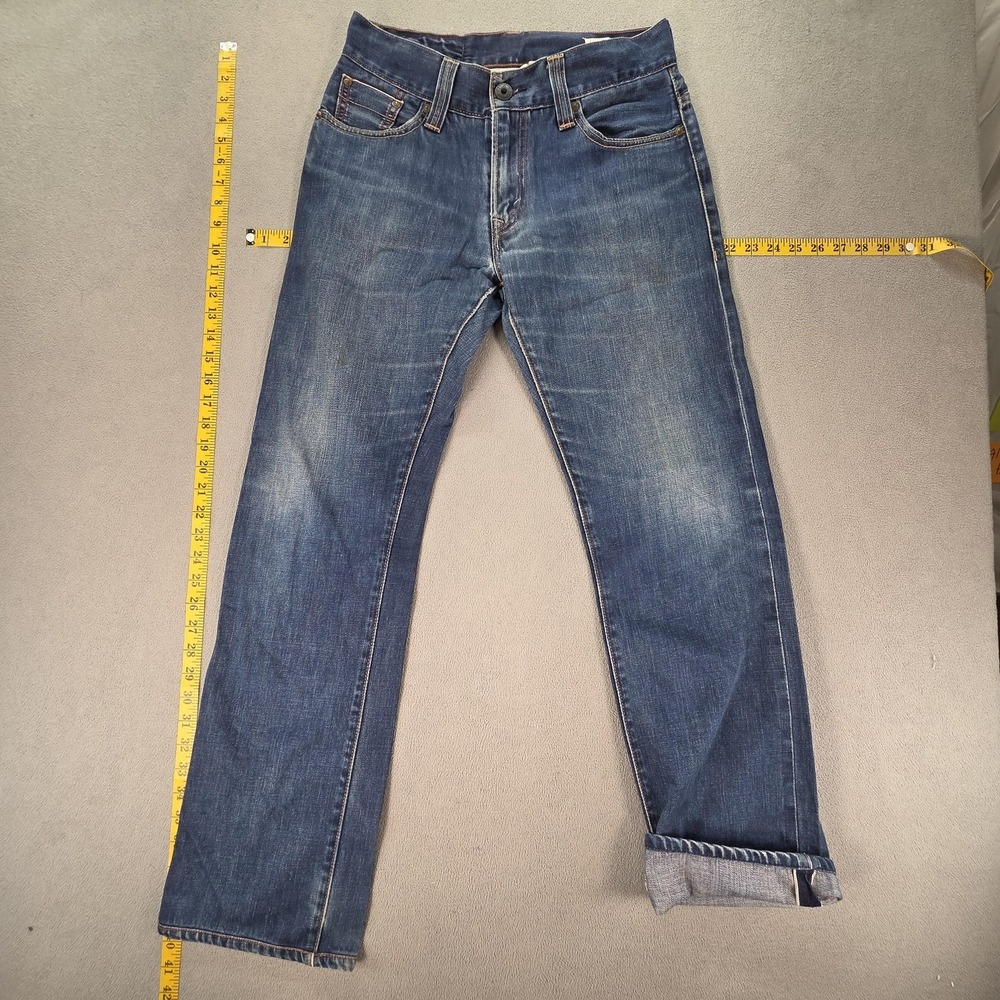 Levis Premium Jeans Mens Selvedge Blue Med Wash Straight Whiskers Fits 29x31‎